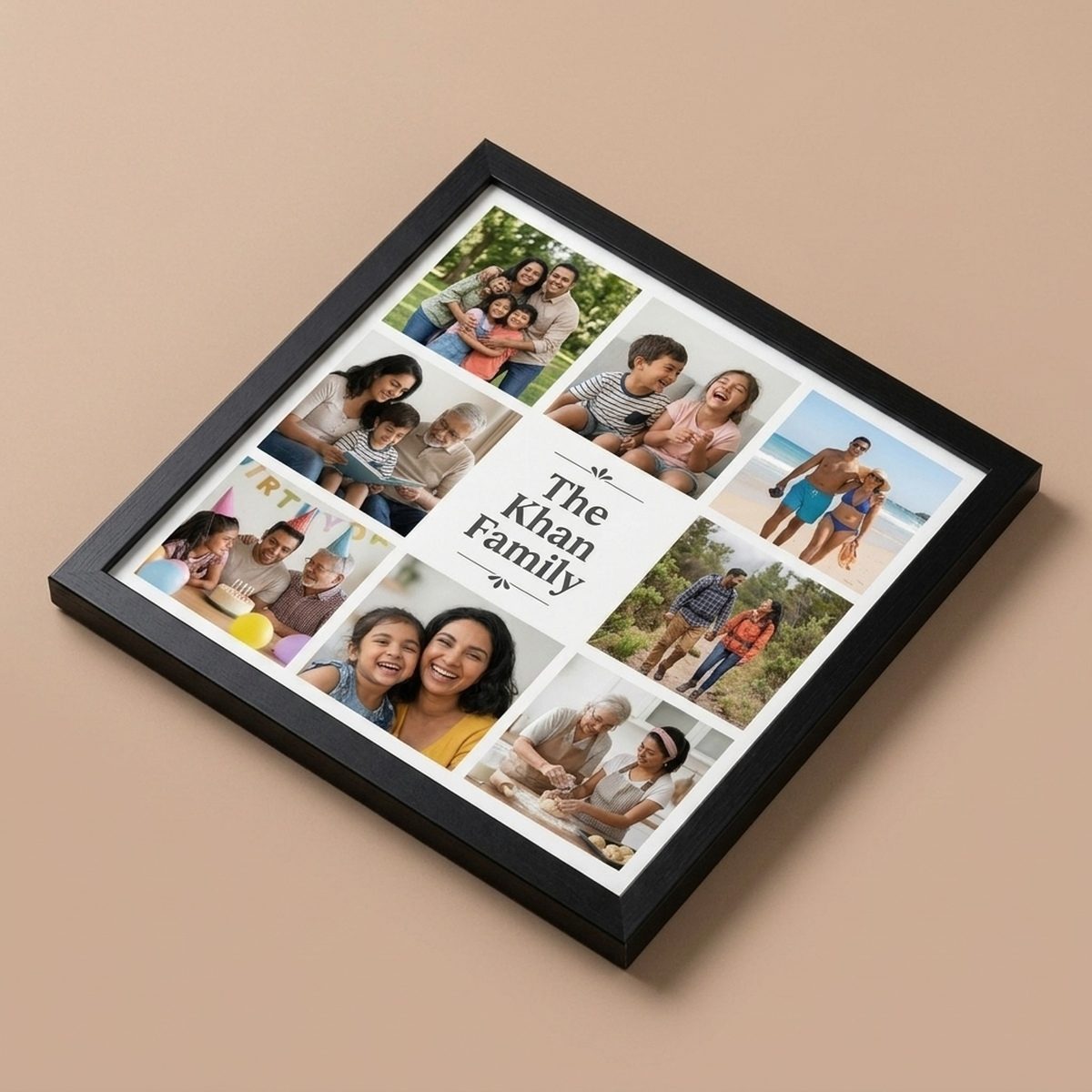Al Jannat Collage Frame - Perfect Square 3D Tilted 45 Degree Perspective Angle
