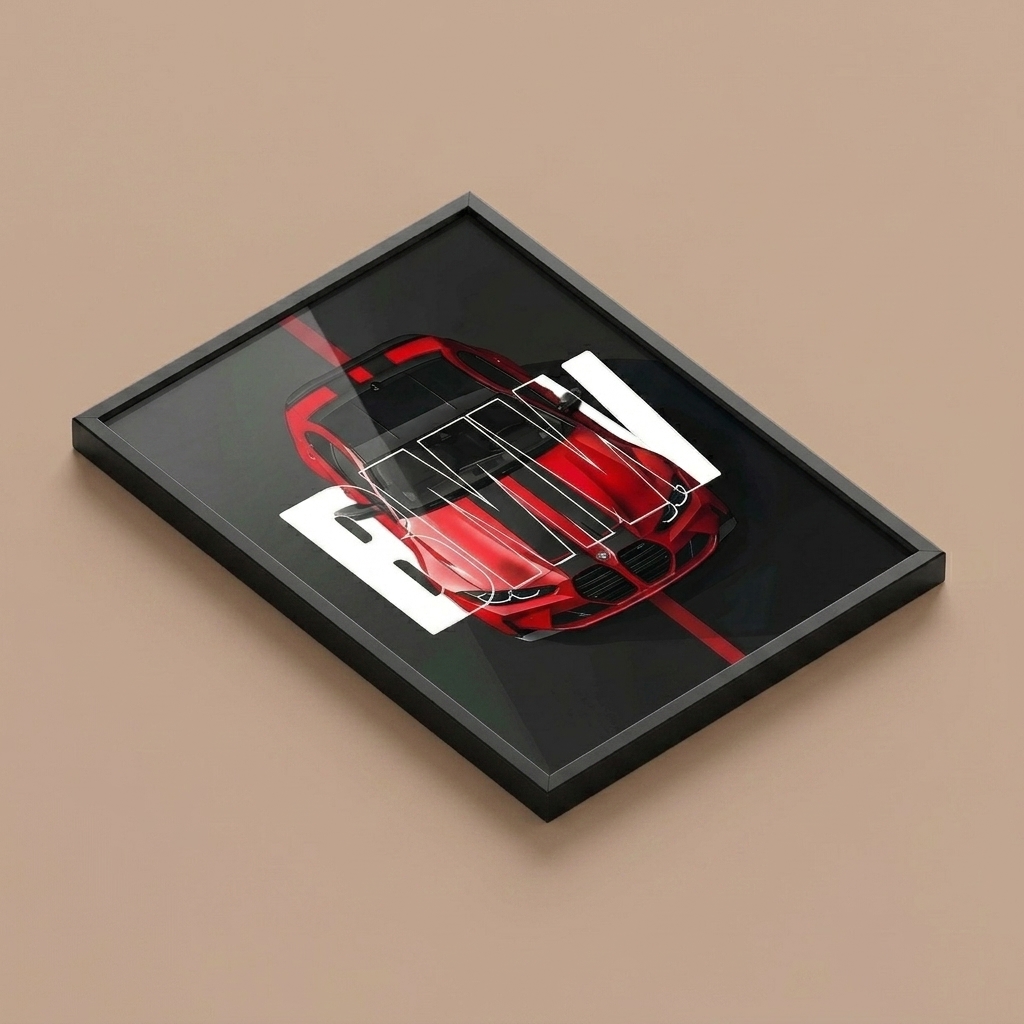 BMW Wall Frame 3D Perspective Isometric View