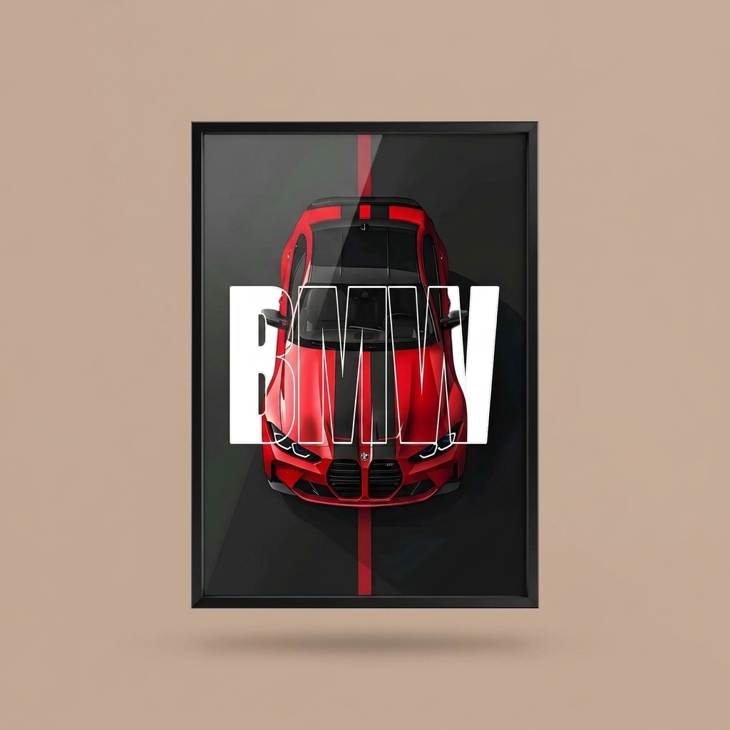 BMW Wall Frame Luxury Sports Car Aesthetic Decor