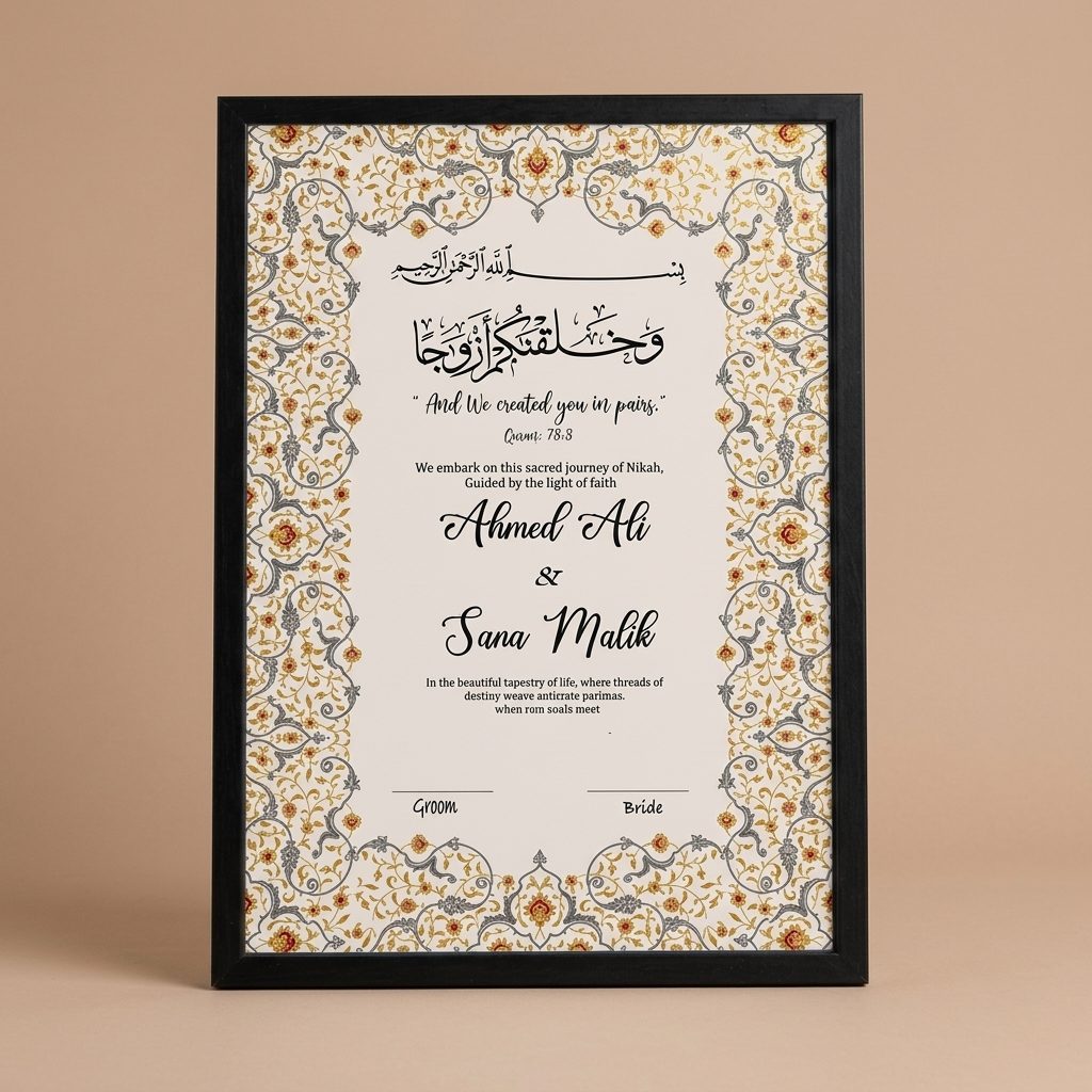 Forever United Personalized Nikkah Certificate Frame – Exact Hero