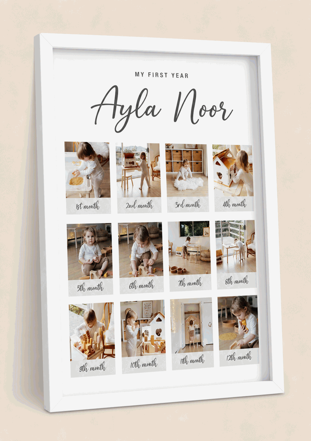 White 3D Pop-Out Collage Frame - Angle View V2