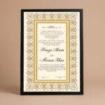 Gold Arabesque Nikkah Frame Black front studio view