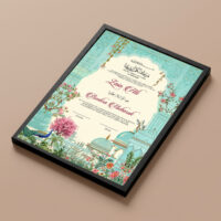 Mughal Garden Turquoise Nikkah Certificate Black diagonal flat perspective