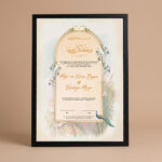 peacock arch nikah certificate frame Black front studio view